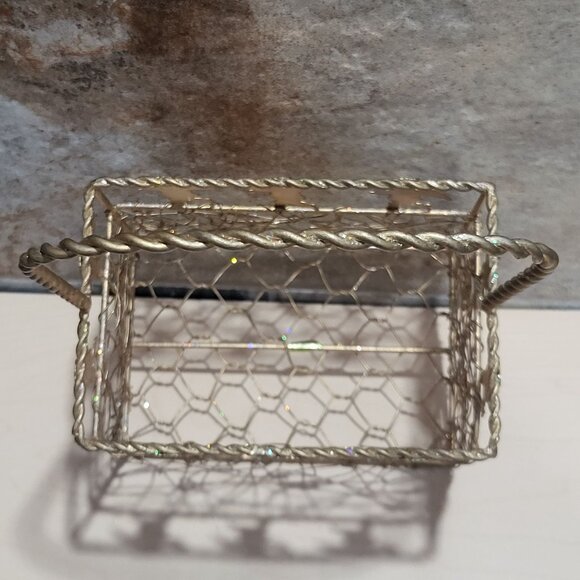 Gold Cherub Angel Stars Metal Wire Basket Twisted Handle - Picture 9 of 10